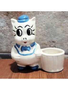 Vintage Shawnee Pottery Porky Pig Planter Toothpick Holder